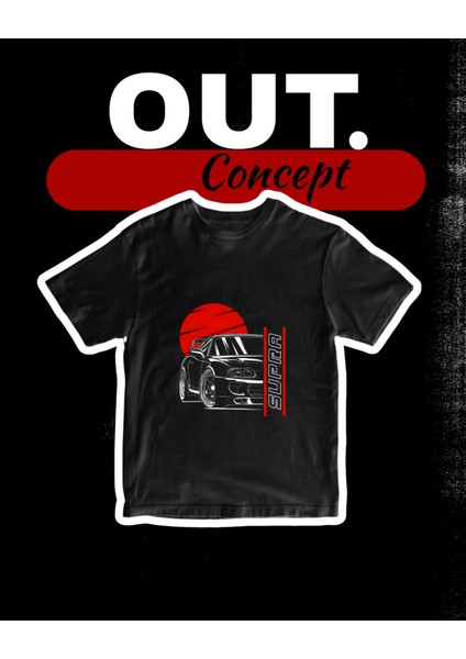Siyah Toyota Supra Baskılı T-Shirt (Car Series)