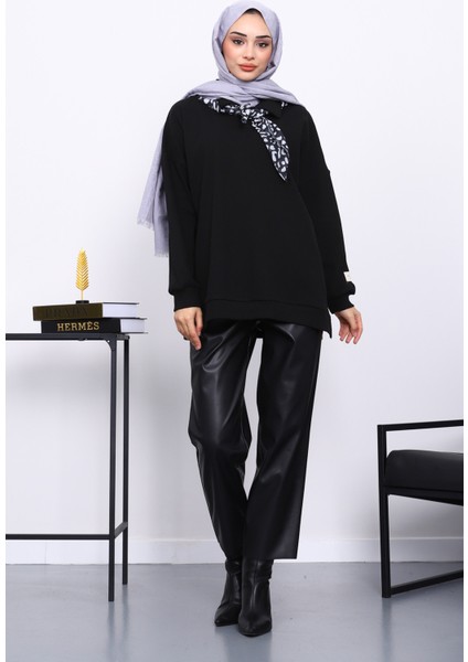 Siyah Fular Detaylı Yakalı Tunik fiyatları
