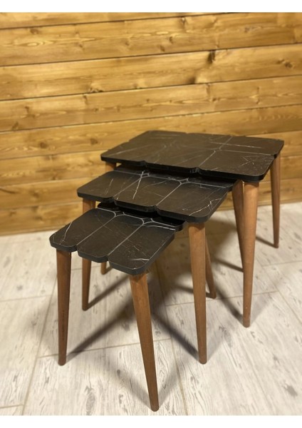 Ahşap & Epoksi 3’lü Zigon Sehpa Takımı