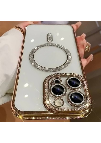 Iphone 15 Uyumlu Şeffaf Taşlı Magsafe Özellikli Kılıf indirimleri