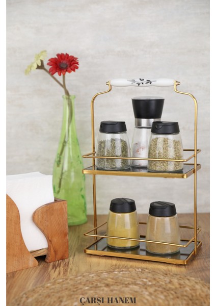 Çarşı Hanem Iki Katlı Gold Sunumluk Yuvarlak Kozmetik Düzenleyici Banyo Servis Sunum Nişan Tepsisi Çok Amaçlı fiyatları