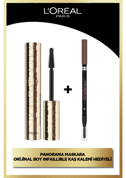 panorama Hacim Veren Maskara Siyah & L'oréal Paris Infaillible Definer Pencil - 03 Brunette