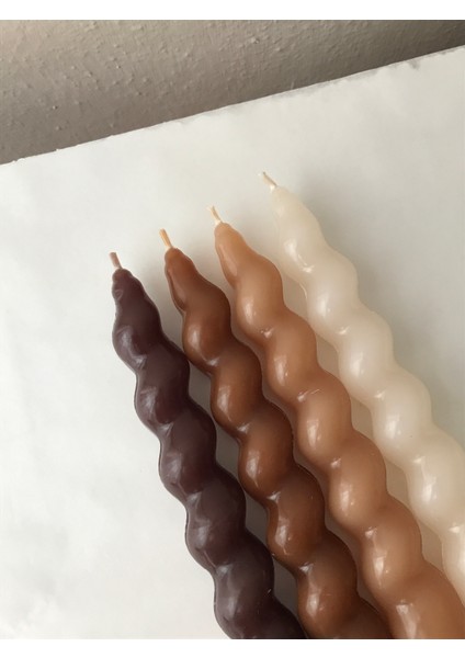 4'lü Kahve Tonları Burgu Şamdan Mum Seti