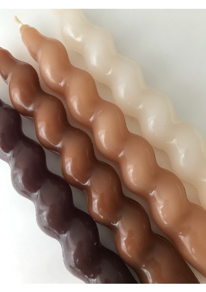 4'lü Kahve Tonları Burgu Şamdan Mum Seti fiyatları