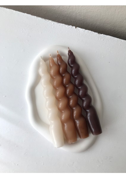 4'lü Kahve Tonları Burgu Şamdan Mum Seti modelleri