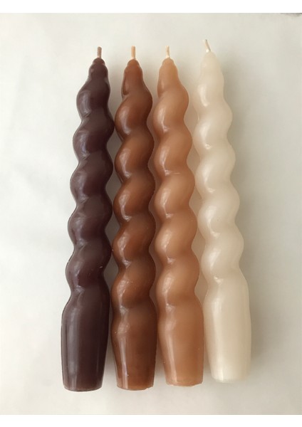4'lü Kahve Tonları Burgu Şamdan Mum Seti fırsatları