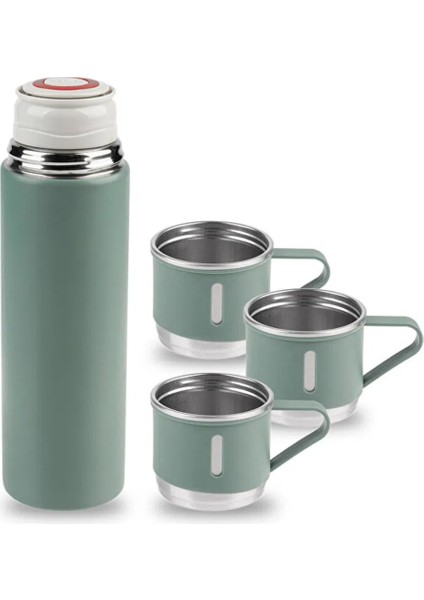 Üç Kapaklı Vacuum Flask Paslanmaz Çelik Termos 500 ml modelleri