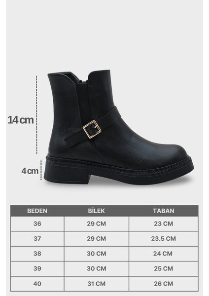 Daria Yandan Fermuarlı Tokalı Lastikli Kadın Bot