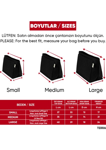 Zipterra LB-Kadın Çanta Içi Organizer-Longch. Çantaya Uygun