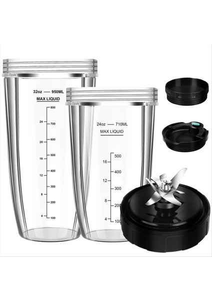 Ninja 32OZ ve 24OZ Ninja Blender Fincanları Için Blender Yedek Parçaları Hareketli Kapaklar ve 7-Yüzeyli Çıkarıcı Bıçağı ile Değiştirme (Yurt Dışından)