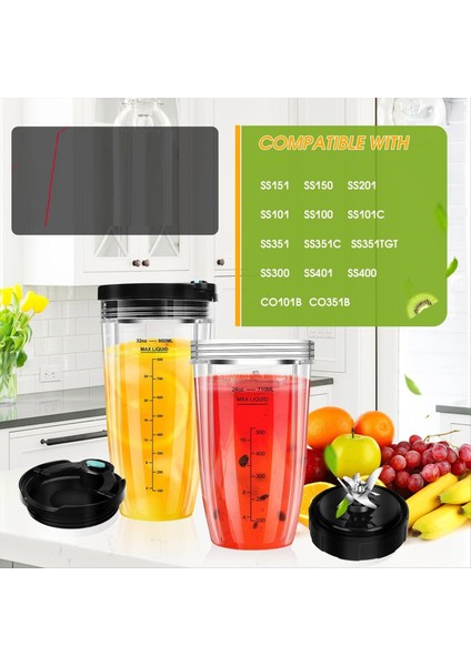 Ninja 32OZ ve 24OZ Ninja Blender Fincanları Için Blender Yedek Parçaları Hareketli Kapaklar ve 7-Yüzeyli Çıkarıcı Bıçağı ile Değiştirme (Yurt Dışından) fırsatları