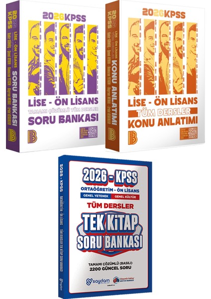 2026 Kpss Lise Ön Lisans Tüm Dersler Konu ve Soru - Ortaöğretim Ön Lisans Tek Kitap Soru