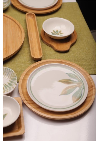 Sage 6 Kişilik 27 Parça Doğal Bambu Porselen Kahvaltı Takımı – Kahvaltı Seti Sunum Seti fırsatları