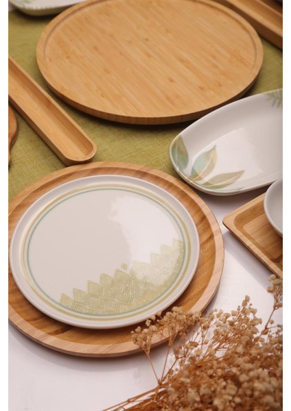 Sage 6 Kişilik 27 Parça Doğal Bambu Porselen Kahvaltı Takımı – Kahvaltı Seti Sunum Seti indirimleri