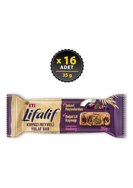 Eti Lifalif Kırmızı Meyveli Yulaf Bar 35 G x 16 Adet