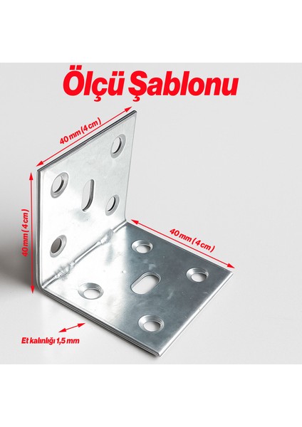 Metal L Demiri (25 Adet) Ince Gönye 40X40X40 mm Mobilya ve Duvar Sabitleme Bağlantı Aparatı fiyatları