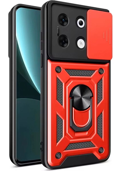 Newface Infinix Zero 30 5g Kılıf Pars Lens Yüzüklü Silikon - Kırmızı