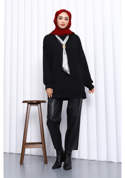Siyah Fular Aksesuarlı Modal Tunik fiyatları