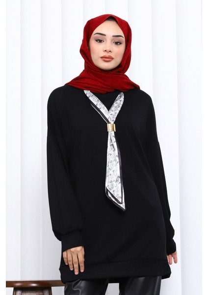 Siyah Fular Aksesuarlı Modal Tunik modelleri