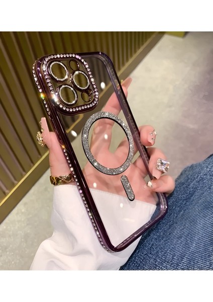 Iphone 15 Uyumlu Şeffaf Taşlı Magsafe Özellikli Kılıf indirimleri