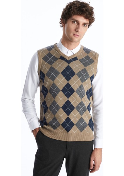 Yeni Sezon Standart Kalıp V Yaka Erkek Triko Süveter