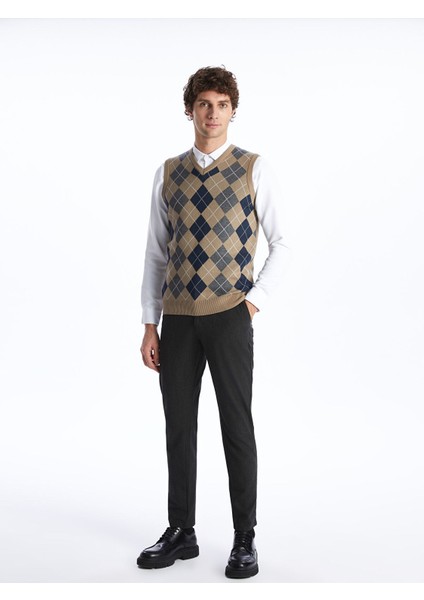 Yeni Sezon Standart Kalıp V Yaka Erkek Triko Süveter modelleri