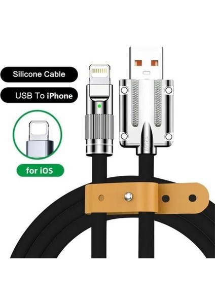 120W 6A Ios Apple Lightning Sıvı Silikon Data Hızlı Şarj Kablosu Bakır
