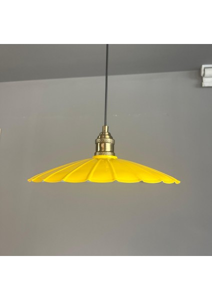 Risso Açık Sarı Metal Büyük Avize Lale Başlık Tekli Rustik Cafe Modern Sarkıt Aydınlatma modelleri