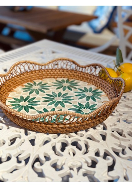 Sedefli Rattan Tepsi/kase 30CM