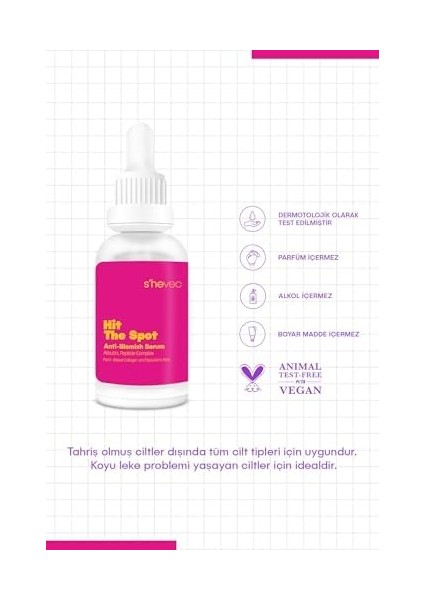 She Vec Hıt The Spot – Leke Bakımı | Onarmaya Yardımcı Arbutin ve Peptit Kompleksi Içeren Serum (30 Ml) modelleri