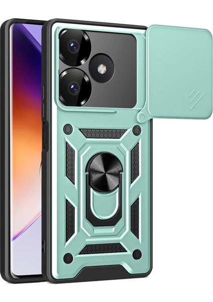 Newface Xiaomi Redmi 13 4g Kılıf Pars Lens Yüzüklü Silikon - Yeşil