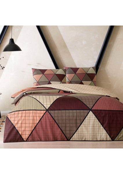 Ranforce Geometrik DESENLI%100 Pamuk Nevresim Takımı,, Tek Kişilik