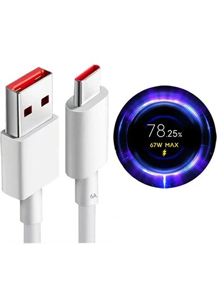 Xiaomi Uyumlu 6 AMPER Ultra 67W Turbo Şarj Destekli Hızlı Şarj Type C Kablo 1 Metre