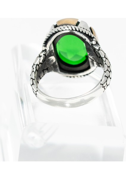 Yeşil Doğal Taşlı 925 Ayar Gümüş Erkek Yüzük – Güçlü ve Modern Bir Duruş indirimleri