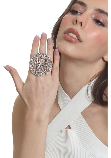 Kadın Antik Gümüş Kaplama Ayarlanabilir Örümcek Ağı Figürlü Yüzük modelleri