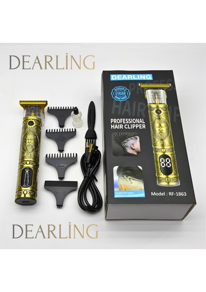 RF-1863 Çelik Kasa Profesyonel T-Bıçak Saç, Sakal, Ense, Çizim ve Lazer Epilasyon Öncesi Tıraş Makinesi