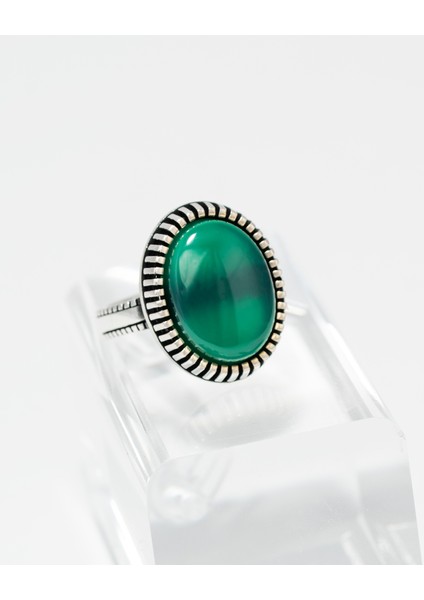 Yeşil Akik Taşlı 925 Ayar Gümüş Erkek Yüzük – Minimal ve Şık Tasarım modelleri