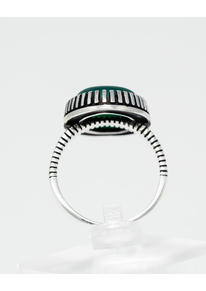Yeşil Akik Taşlı 925 Ayar Gümüş Erkek Yüzük – Minimal ve Şık Tasarım fırsatları