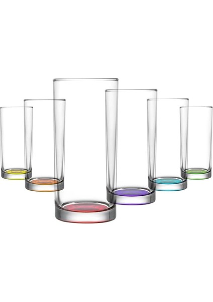 Renkli Tabanlı 6'lı Meşrubat Bardağı