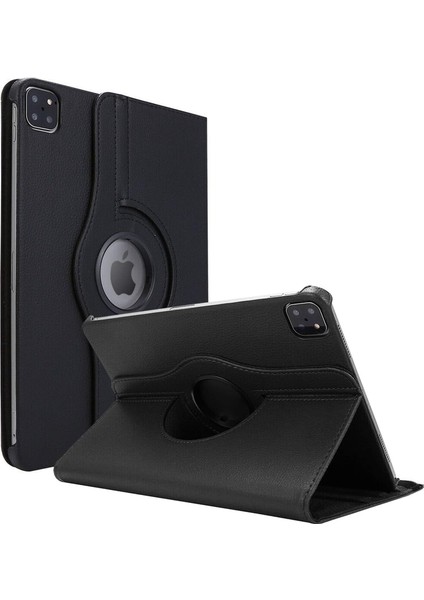 iPad Pro 11`` 2022 4. Nesil Için Kılıf (A2759-A2435-A2761-A2762) 360 Rotating Stand Deri Siyah [ipad Pro 11 2022 ile Uyumlu Kılıf - Siyah]