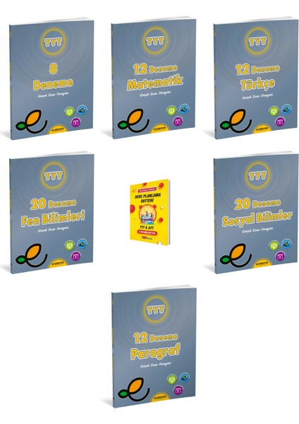 Endemik Tyt 8li Genel Matematik Fen Türkçe Sosyal ve Paragraf 6lı Denemeleri + Planlama Defteri