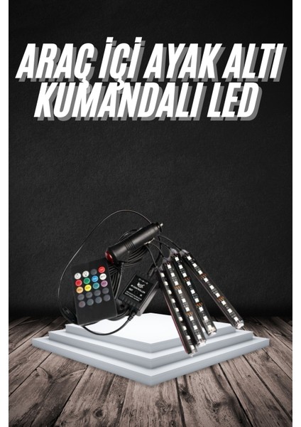 Rgb Işıklı Araç Içi Aydınlatma Kumandalı 12'li LED Işık Renk Değiştirebi - MCT9809-2488