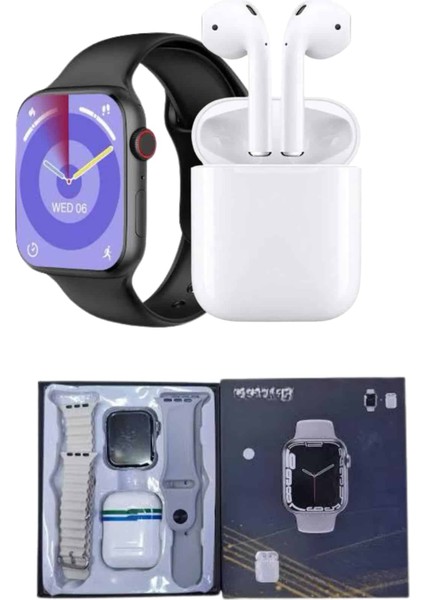 Akıllı Saat Gümüş Kasa Bluetooth Kulaklık Hediyeli Çok Fonksiyonlu Ikili Set - MCT4185-1535 indirimleri