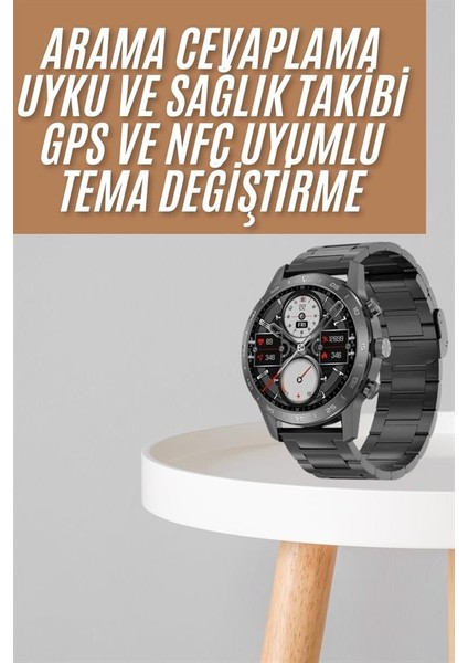 Akıllı Saat Çelik Kordon Çağrı Cevaplama Amoled Ekran Titreşimli Uyku ve Sağ - MCT5212-8402