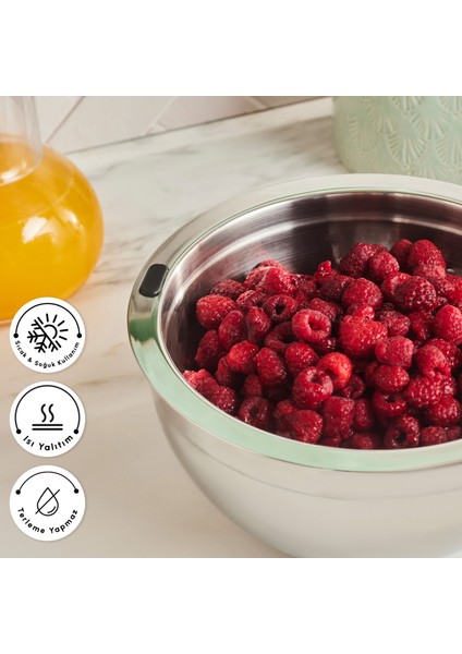 Mutfaksever Ice Hot Bowl Çift Cidarlı ve Su Hazneli Çelik Servis Kasesi 20 cm modelleri