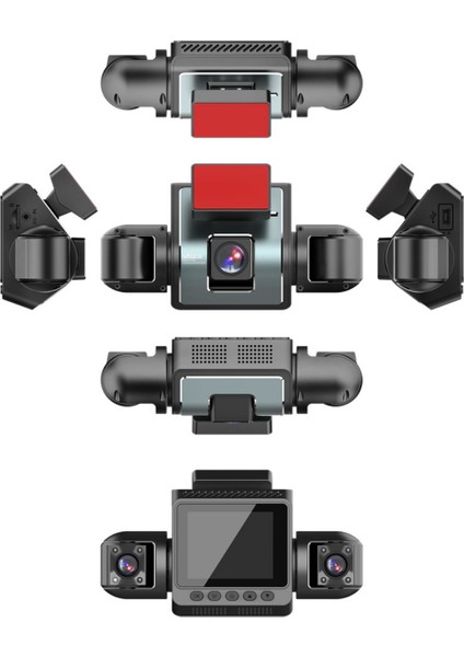 4 Kanallı Araç Içi Kamera | 4 Kamera Aynı Anda Kayıt | 360° Kayıt Açısı | Gece Görüşü, 2" IPS Ekran fiyatları