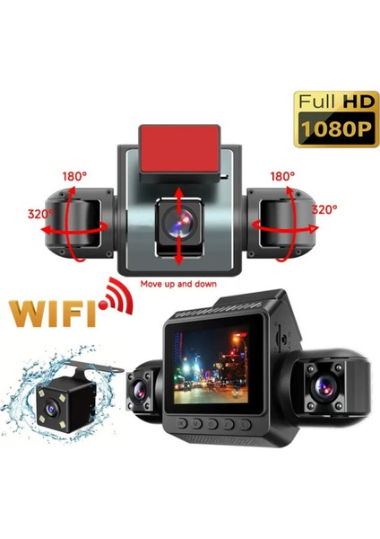 4 Kanallı Araç Içi Kamera | 4 Kamera Aynı Anda Kayıt | 360° Kayıt Açısı | Gece Görüşü, 2" IPS Ekran indirimleri