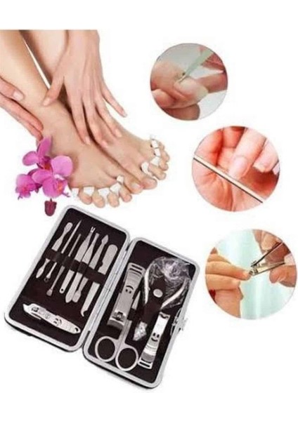 12 Parça Paslanmaz Çelik Kompakt ve Taşınabilir Manikür Makası Tırnak Makası - MCT4898-2066 modelleri