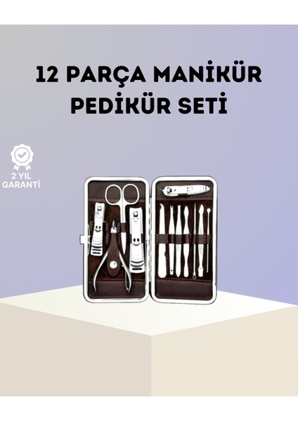Paslanmaz Çelik Çok Fonksiyonlu 12 Manikür Seti - MCT5854-6215