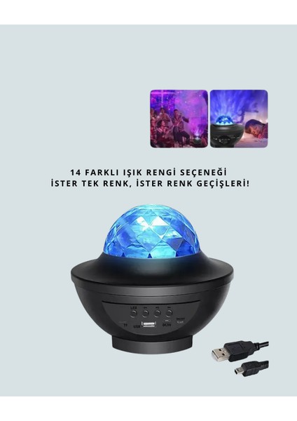 Sesle Etkileşimli Yıldız Projektörlü Gece Lambası – Bluetooth Hoparlörlü U - MCT1264-7523 indirimleri
